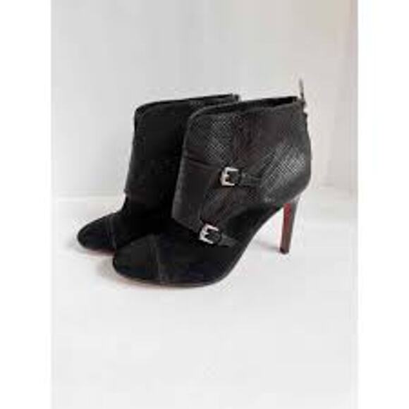 COACH Tina Ankle Boots in Black Size 10 Shoe Bootie BUCKLE BIKER HIGH HEEL - Picture 1 of 9